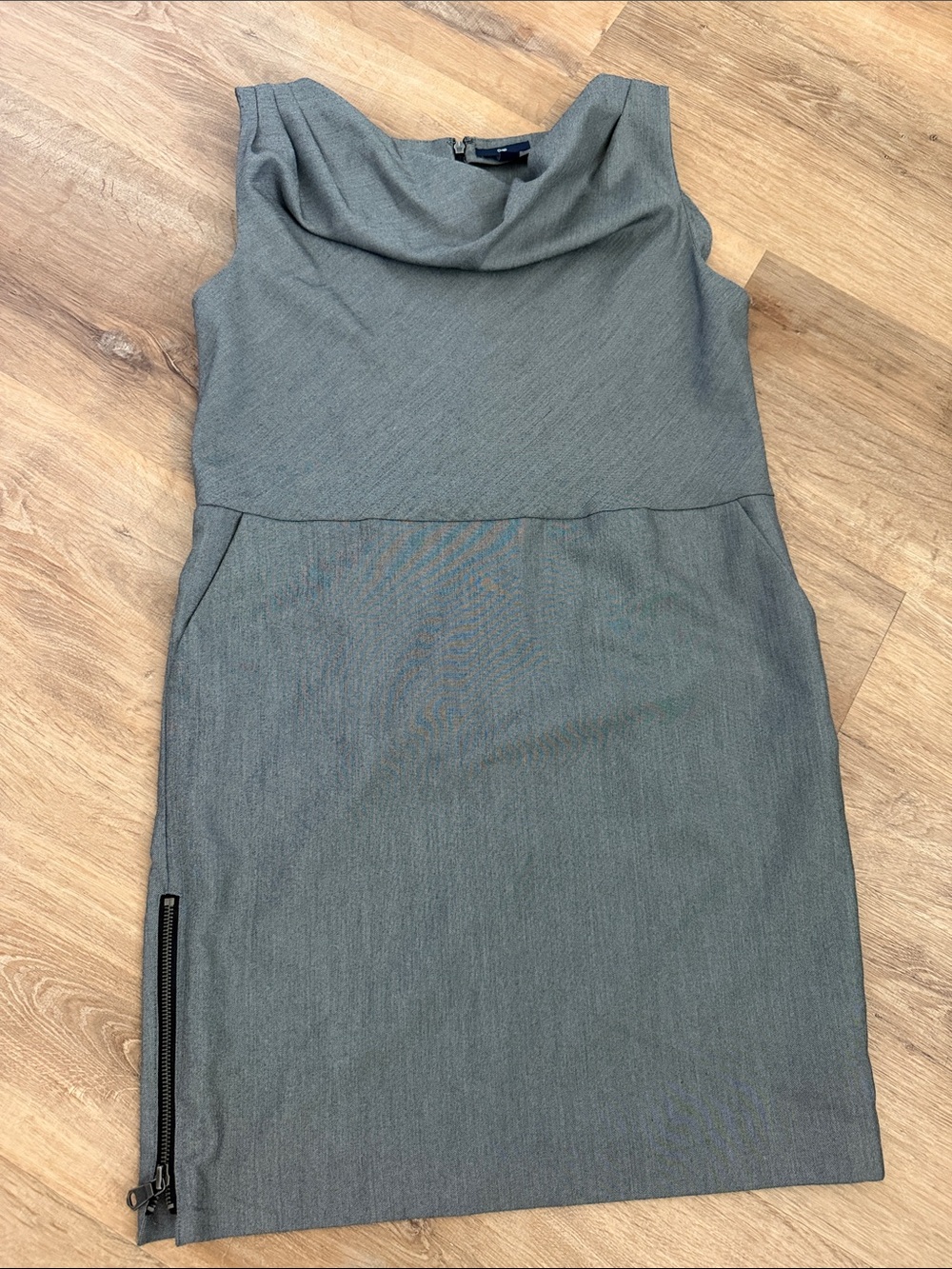 GAP Sleeveless Cowl Neck Midi Dress in Gray with pockets